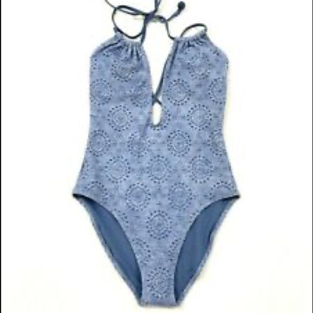 Eyelet Plunge One Piece Swimsuit